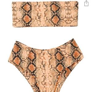 High waisted swimsuit! Orange Snake skin print .